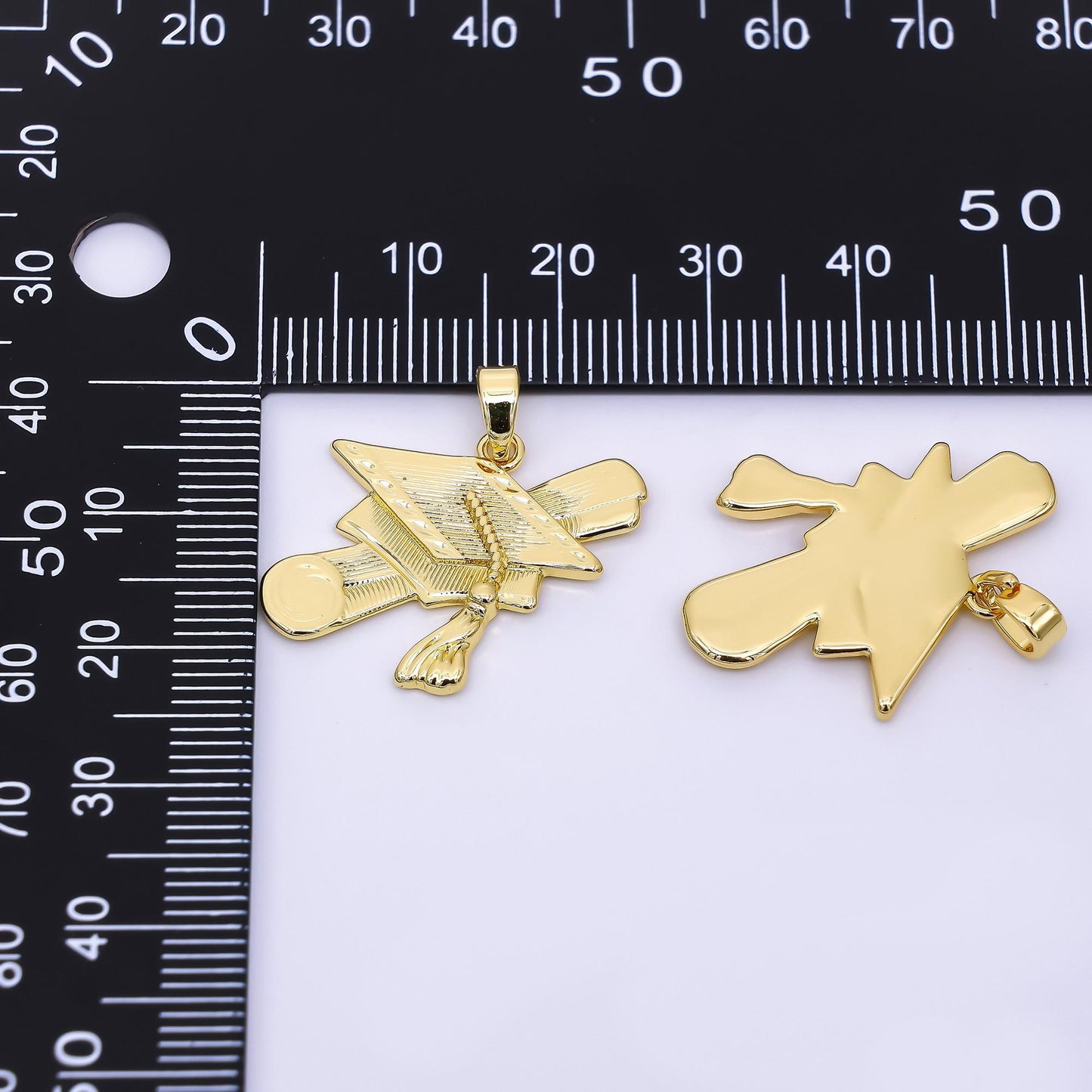 24K Gold Filled 20mm Graduation Cap & Certificate Charm | AA-1561