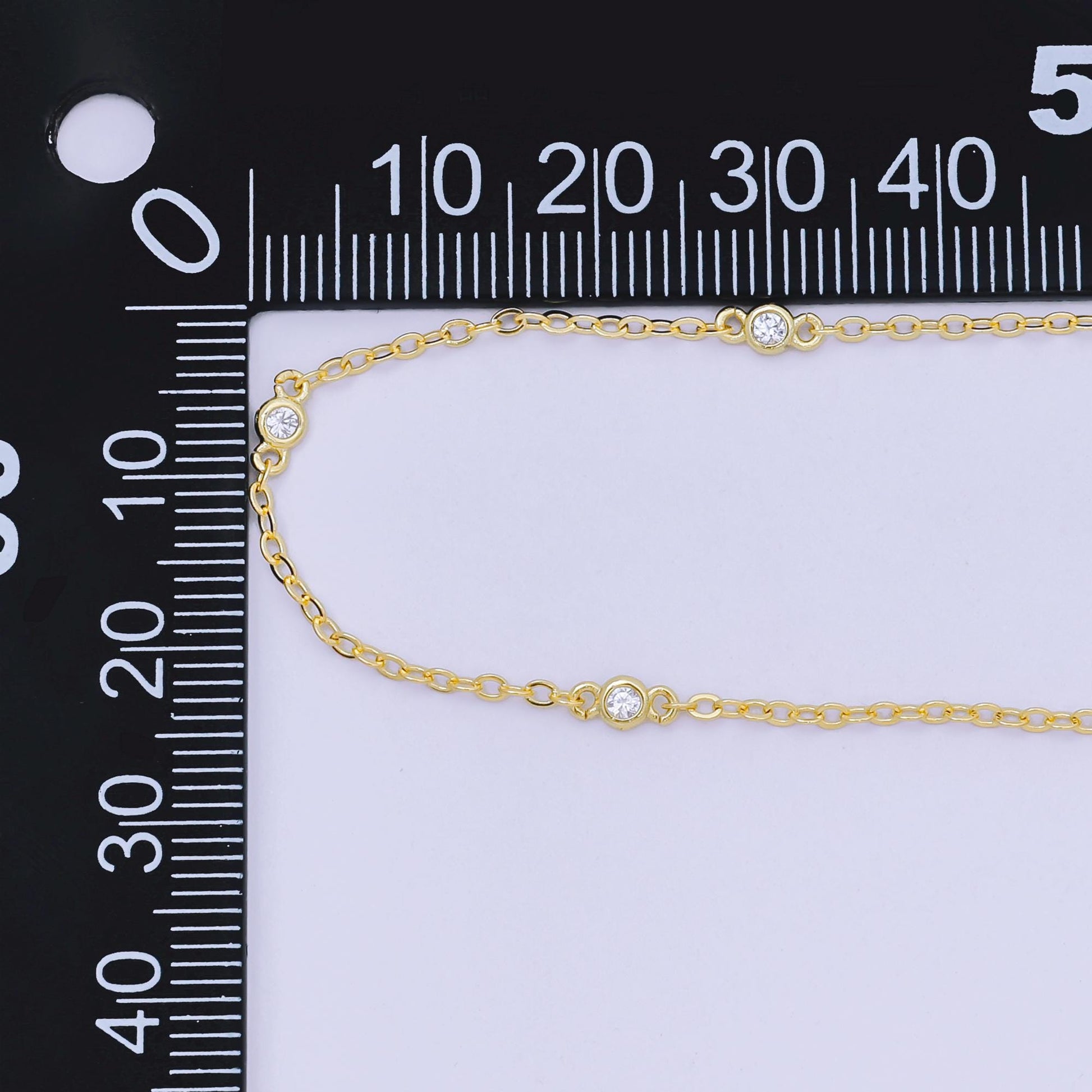 24K Gold Filled Triple Micro Paved CZ Highlights Contemporary Anchor Link Chain Necklace 18.1 Inch | WA-3361