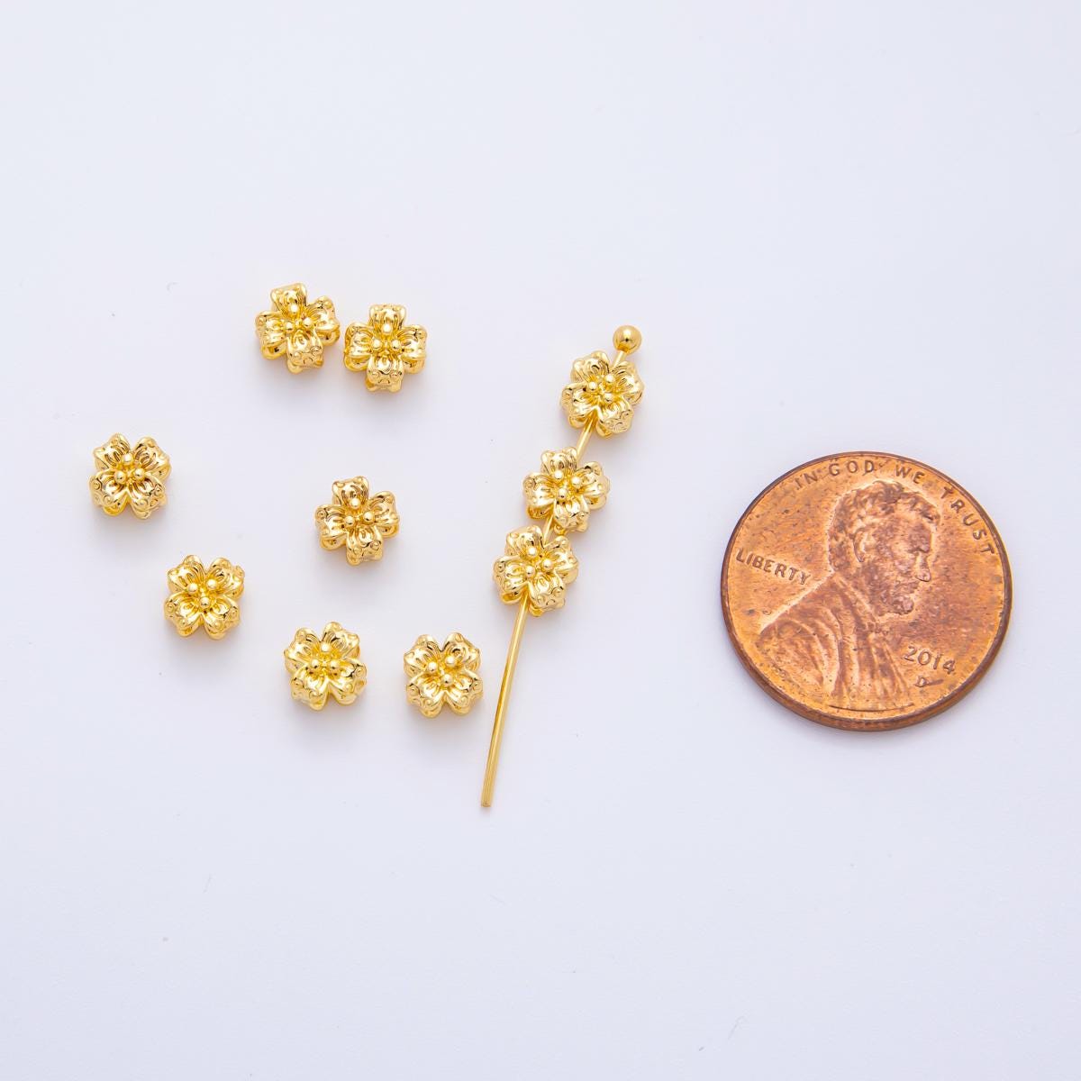 10 pcs 18k gold Filled Flower spacer beads Tiny Floral spacer beads 5 mm beads AF-1080