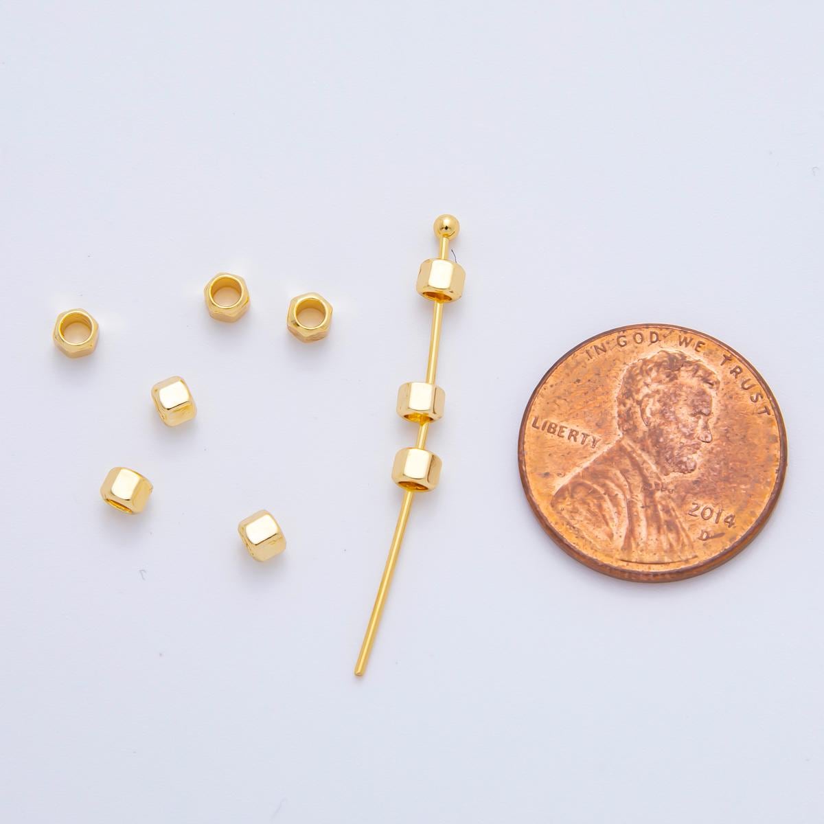 10x 18k gold Filled hex tube beads spacer Tiny Bead spacer beads 2x3 mm beads AF-1078