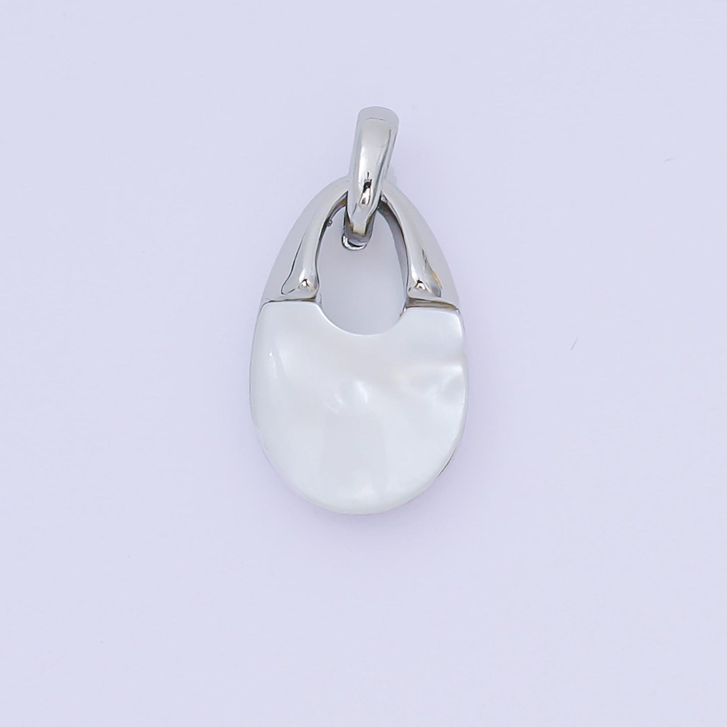 24K Gold Filled 14mm Shell Pearl Mini Padlock Charm Abstract Pendant in Gold & Silver | AA-1582