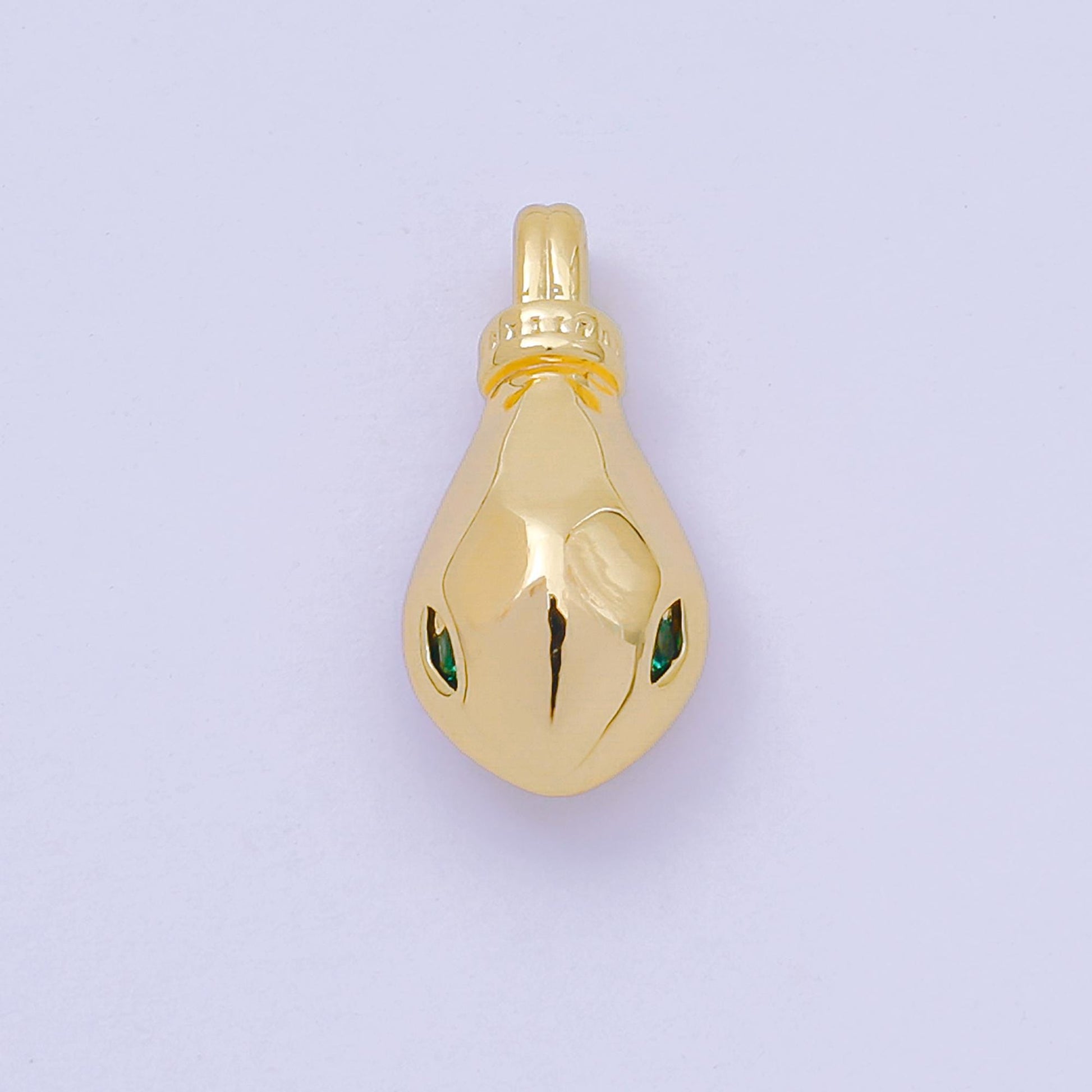 24K Gold Filled 17.5mm Green CZ Head of the Turtle Sea Animal in Gold & Silver | AA-1585