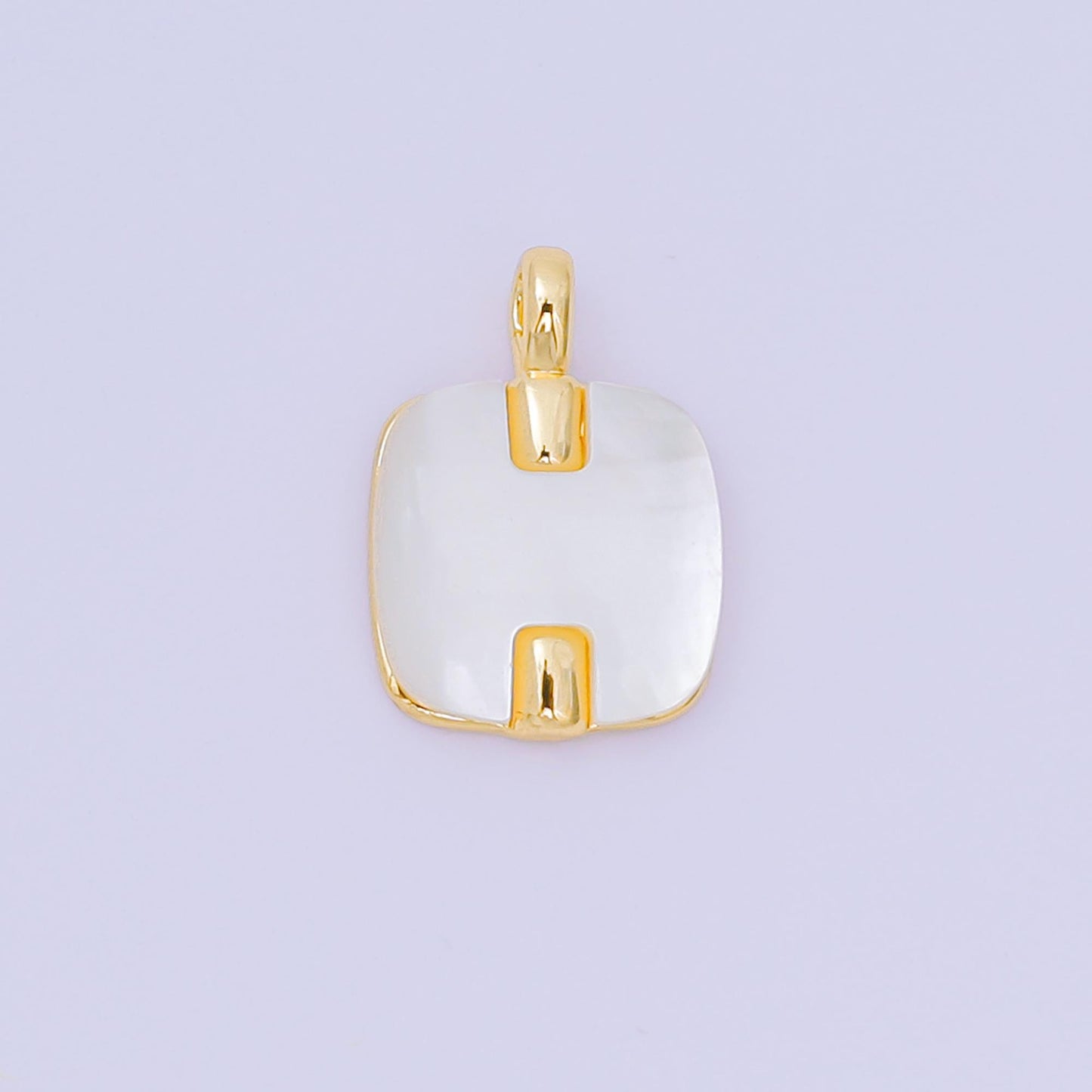 24K Gold Filled 15mm square Shell Pearl Charm Minimalist Jewelry in Gold & Silver | AA-1583