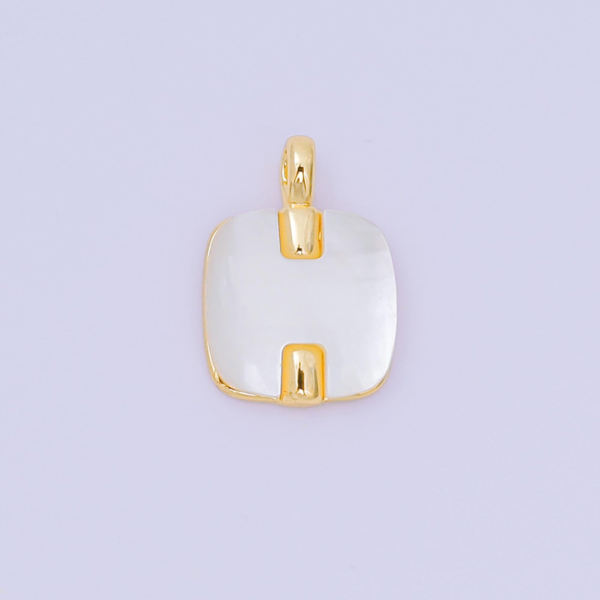 24K Gold Filled 15mm square Shell Pearl Charm Minimalist Jewelry in Gold & Silver | AA-1583