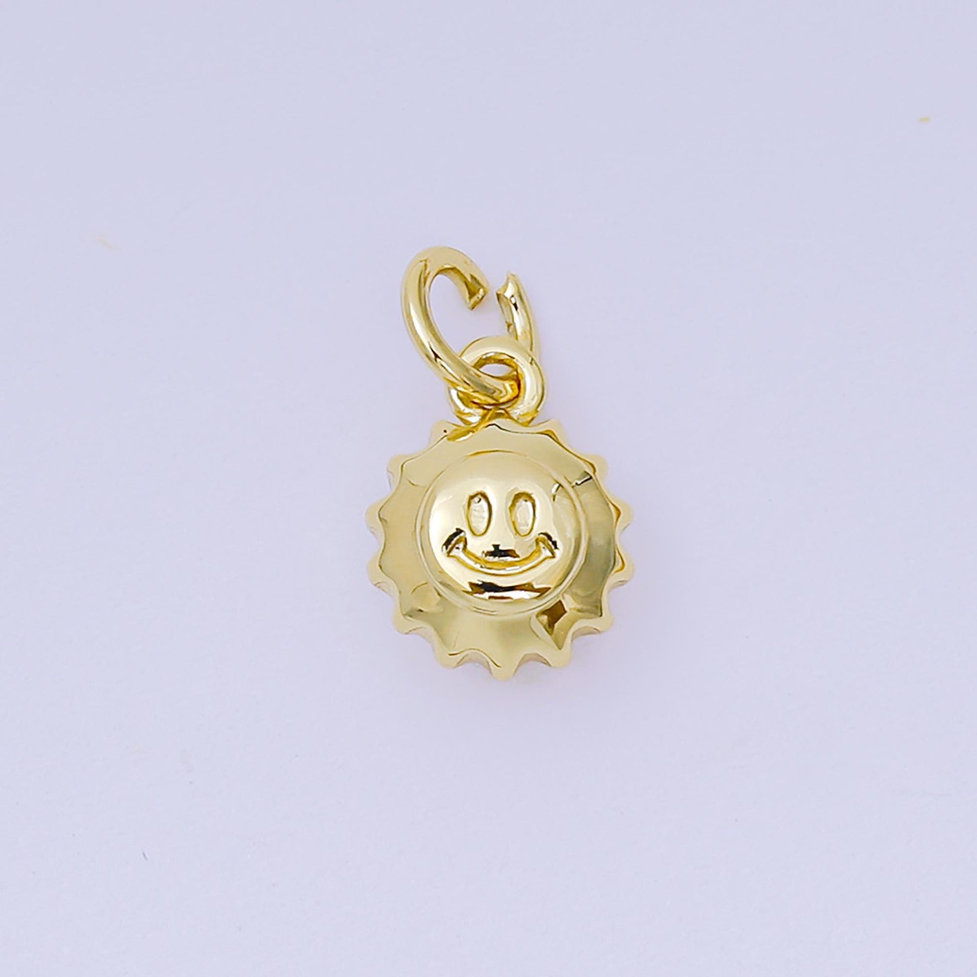 24K Gold Filled 10mm Happy Face Morning Sun Charm in Gold & Silver| AH-666