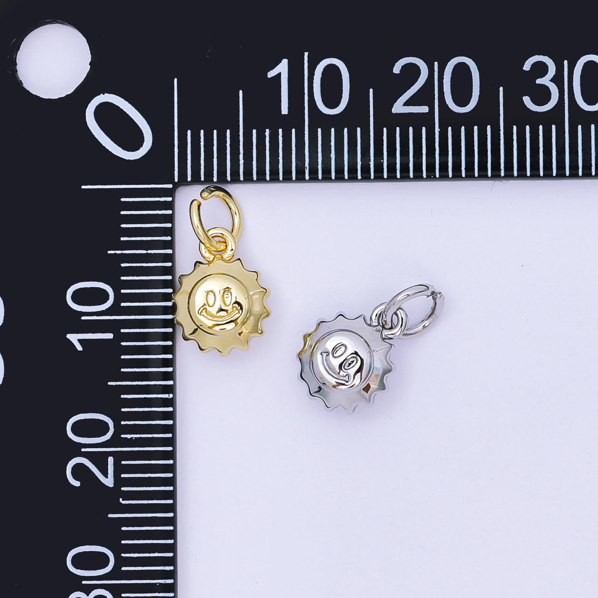 24K Gold Filled 10mm Happy Face Morning Sun Charm in Gold & Silver| AH-666