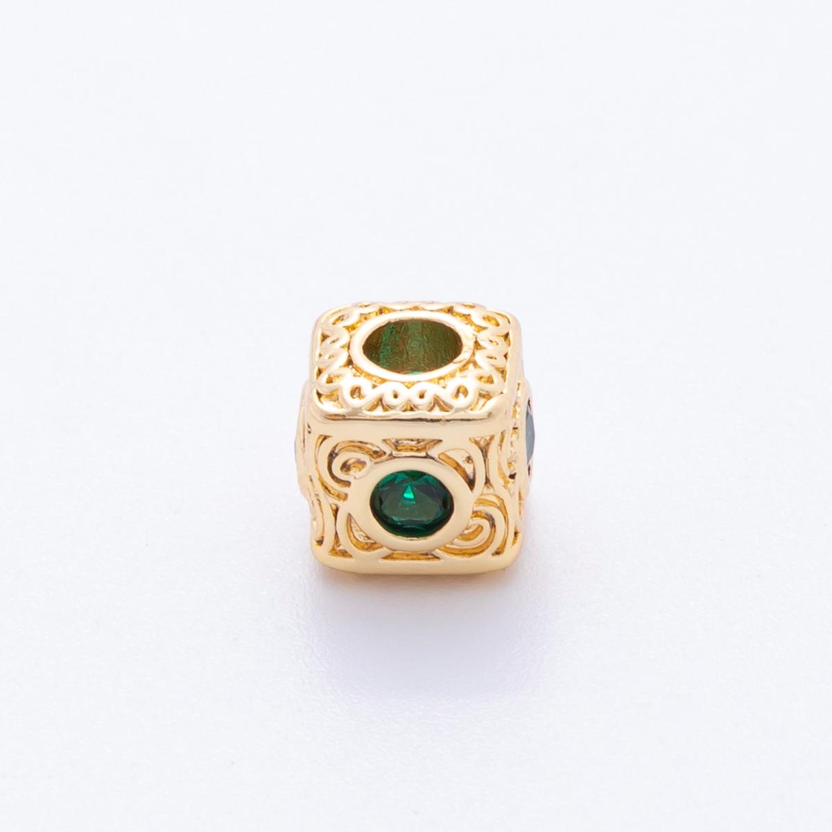 18k Gold Filled Filigree Cube Spacer Beads with CZ For Bracelet Necklace Jewelry Making Supplies, DIY Bracelet Necklace Finding AF-1020
