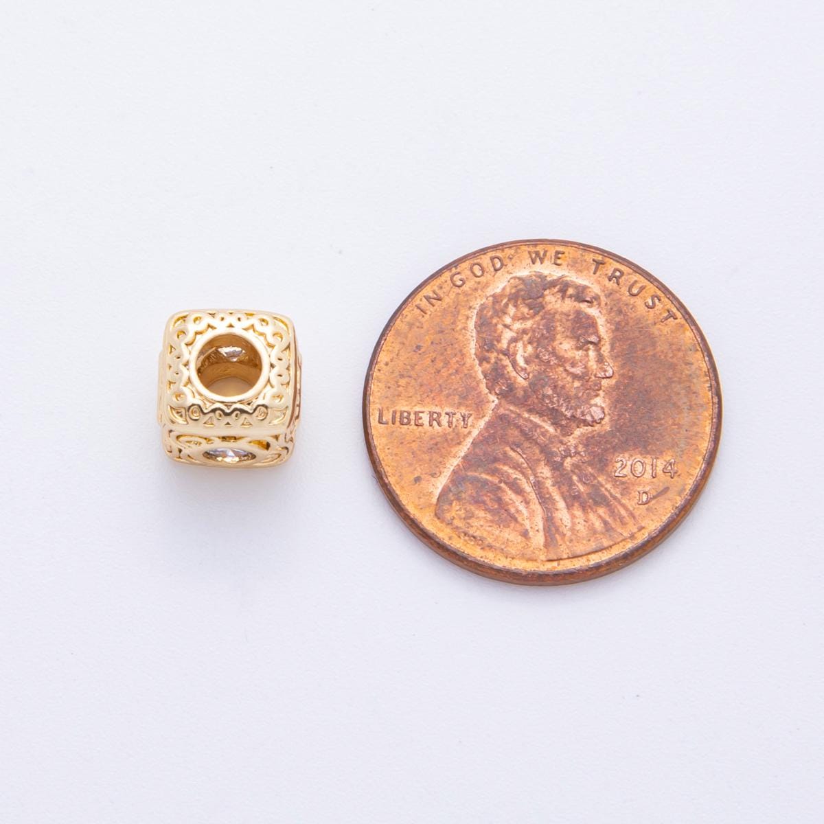 18k Gold Filled Filigree Cube Spacer Beads with CZ For Bracelet Necklace Jewelry Making Supplies, DIY Bracelet Necklace Finding AF-1020