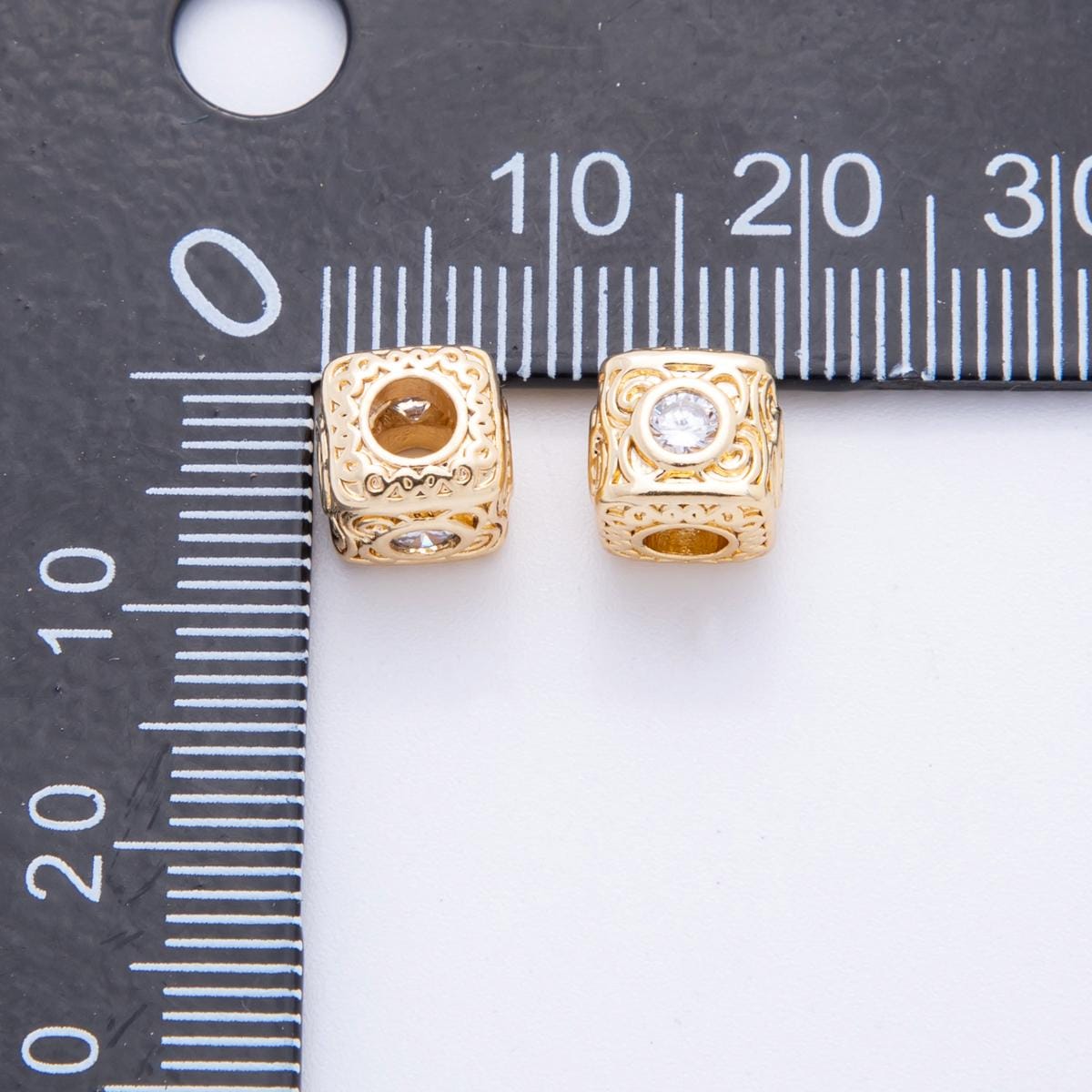 18k Gold Filled Filigree Cube Spacer Beads with CZ For Bracelet Necklace Jewelry Making Supplies, DIY Bracelet Necklace Finding AF-1020