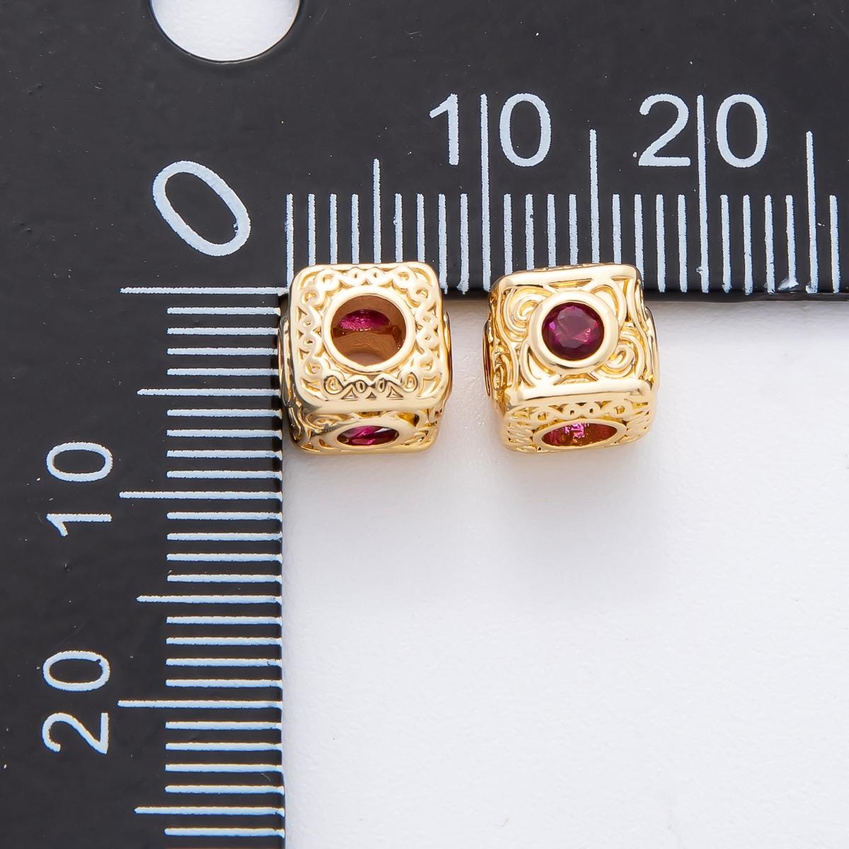 18k Gold Filled Filigree Cube Spacer Beads with CZ For Bracelet Necklace Jewelry Making Supplies, DIY Bracelet Necklace Finding AF-1020