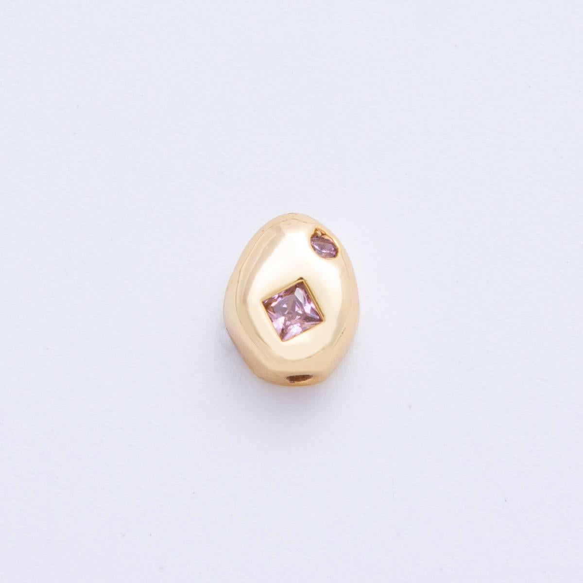 18k Gold Filled Bean Seed Spacer Beads with CZ For Bracelet Necklace Jewelry Making Supplies, DIY Bracelet Necklace Finding AF-1022