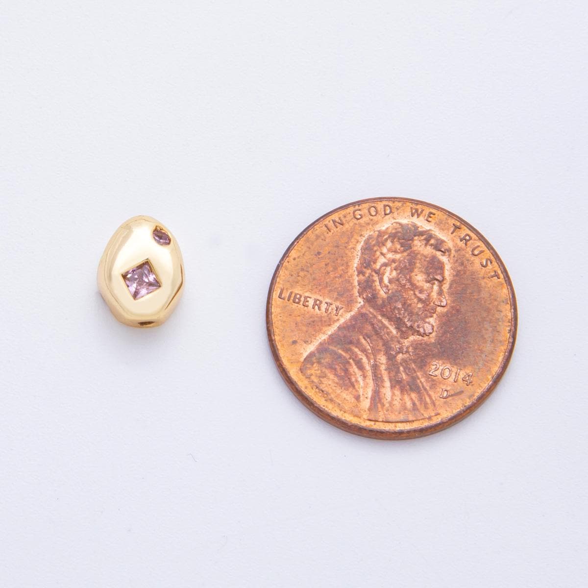 18k Gold Filled Bean Seed Spacer Beads with CZ For Bracelet Necklace Jewelry Making Supplies, DIY Bracelet Necklace Finding AF-1022