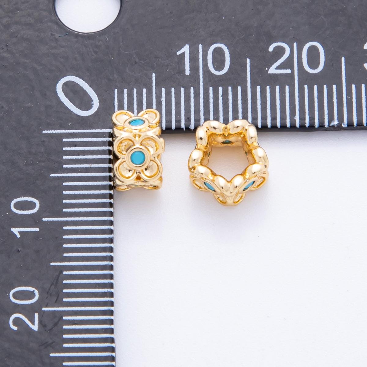 18k gold Filled Flower spacer beads with CZ Pink Blue Tiny Floral spacer beads 8 mm beads AF-1026