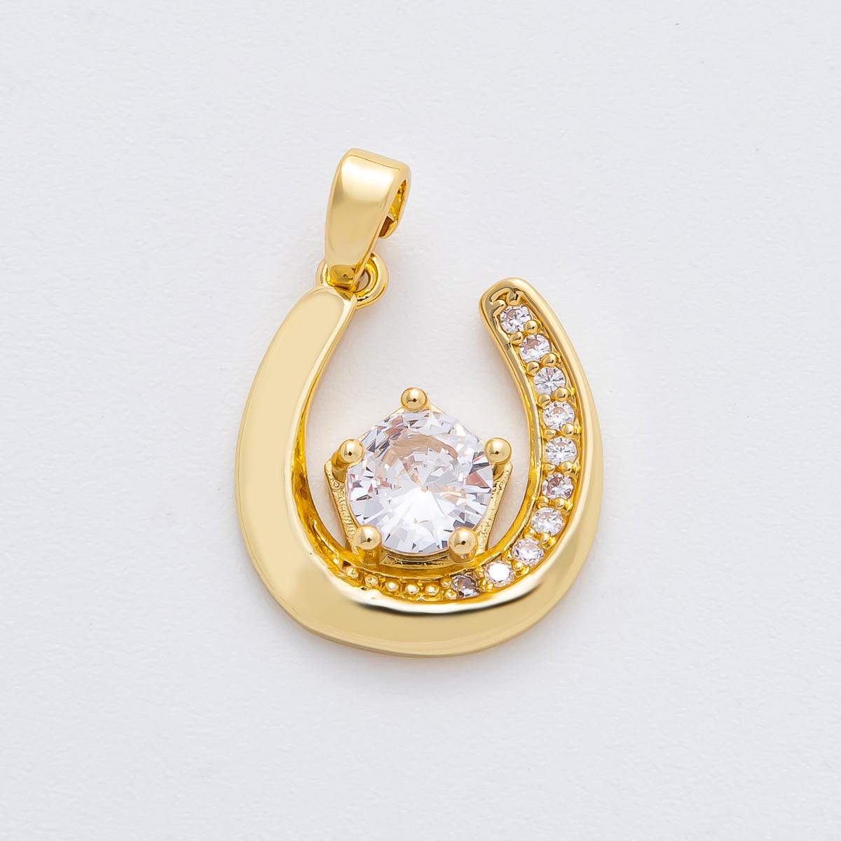 Dainty Horseshoe Charm 24K Gold Filled Lucky Pendant Animal Bracelet Necklace for DIY Jewelry Making Supply AF-1141