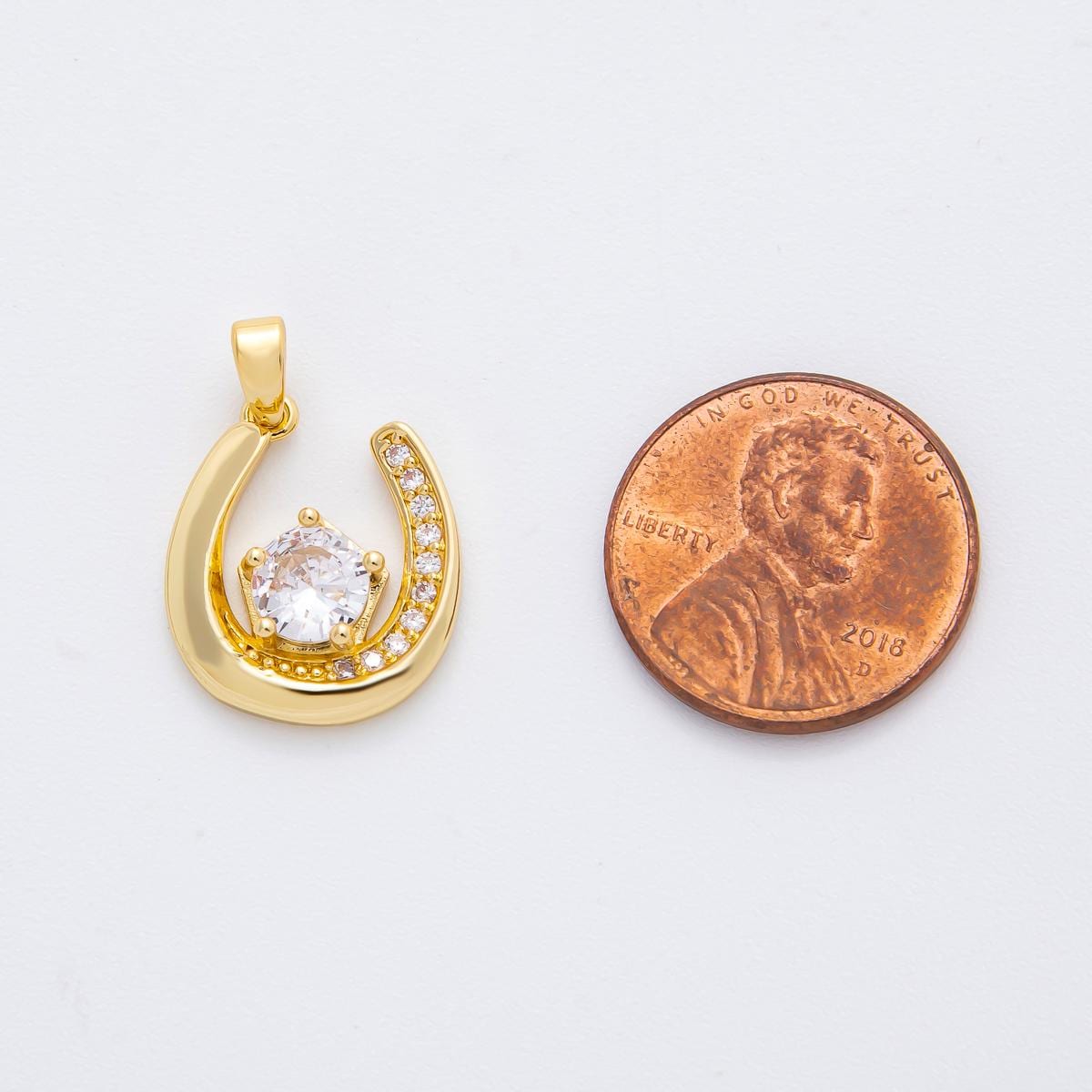 Dainty Horseshoe Charm 24K Gold Filled Lucky Pendant Animal Bracelet Necklace for DIY Jewelry Making Supply AF-1141