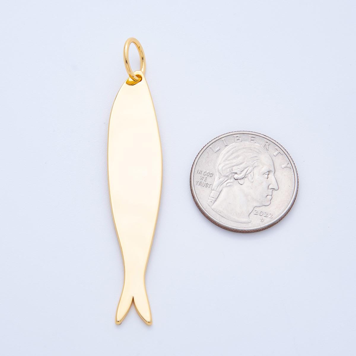 Long Flat Fish Pendant for Cord Necklace Fish Charm Under the Sea Ocean Life 18k Gold Filled Jewelry Supply N-1347