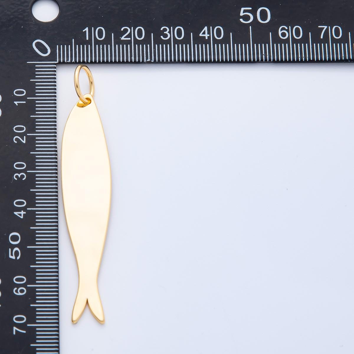 Long Flat Fish Pendant for Cord Necklace Fish Charm Under the Sea Ocean Life 18k Gold Filled Jewelry Supply N-1347