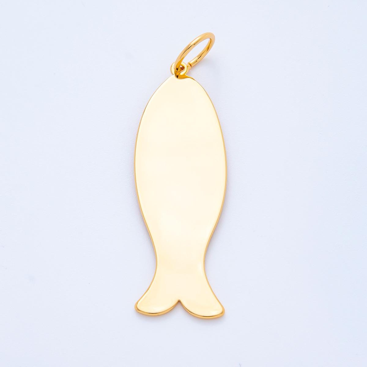 Long Flat Fish Pendant for Cord Necklace Fish Charm Under the Sea Ocean Life 18k Gold Filled Jewelry Supply N-1384
