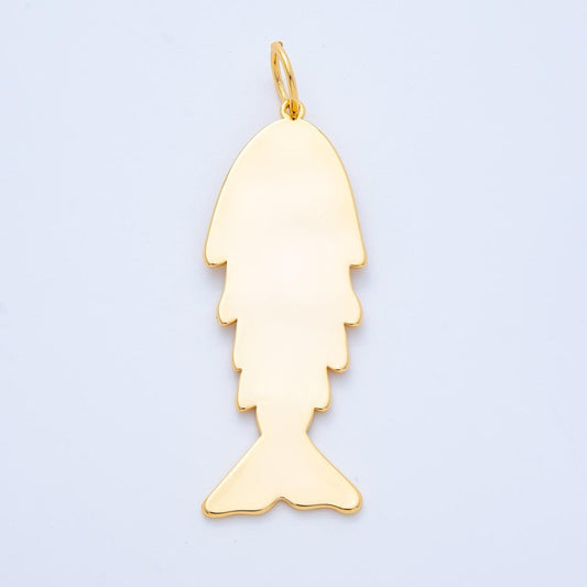 Gold Fish Pendant for Cord Necklace Fish Charm Under the Sea Ocean Life 18k Gold Filled Jewelry Supply N-1404