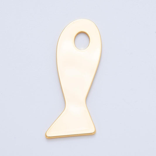 Long Flat Baby Fish Pendant for Cord Necklace Fish Charm Under the Sea Ocean Life 18k Gold Filled Jewelry Supply N-1251