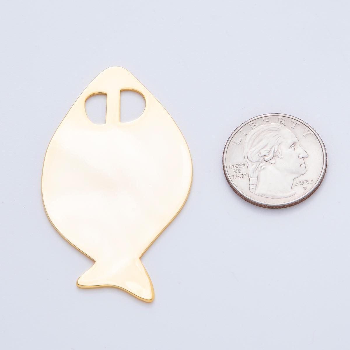Large Gold Fish Pendant for Cord Necklace Fish Charm Under the Sea Ocean Life 18k Gold Filled Jewelry Supply Z-1252