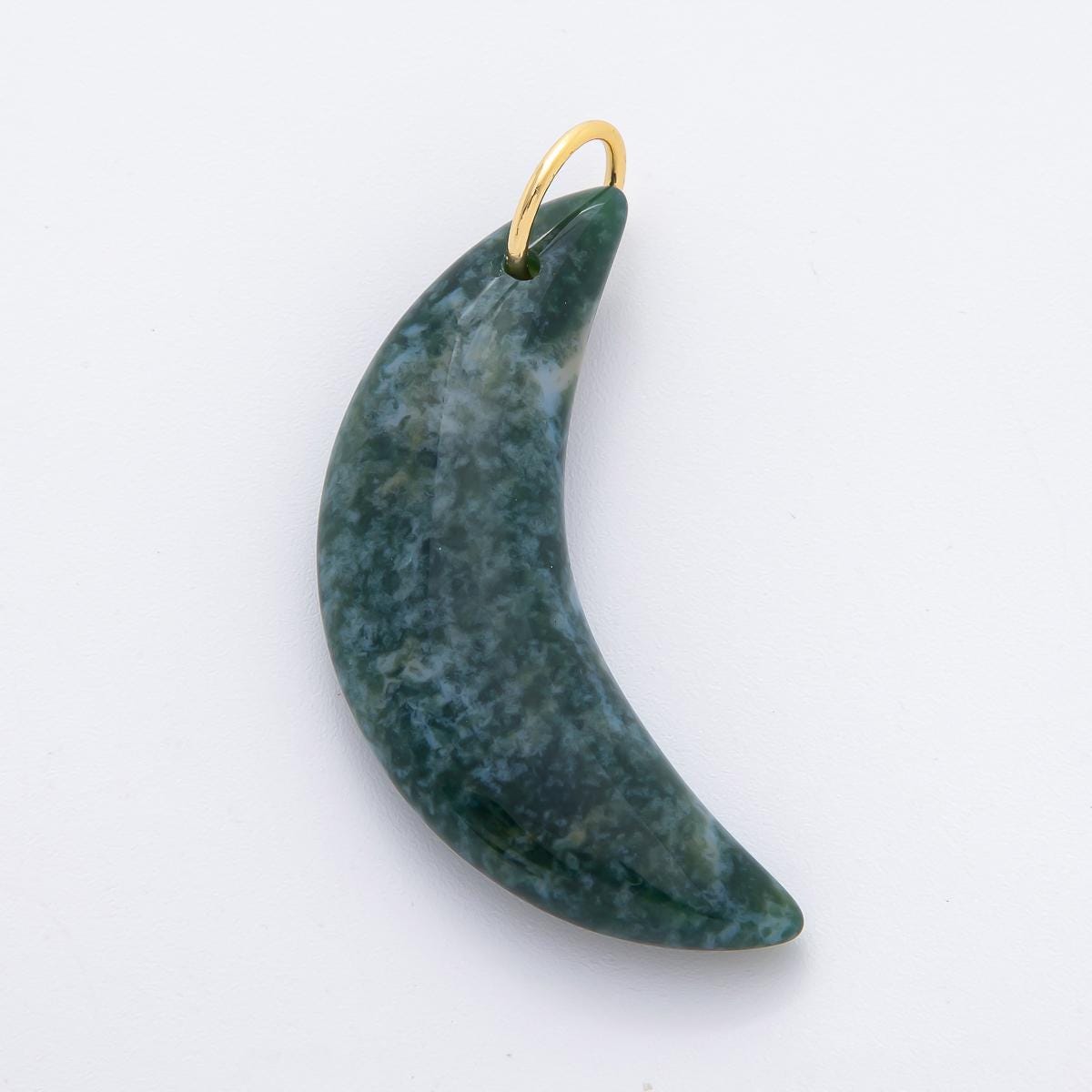 Crescent Moon Gemstone Pendant Natural Stone Celestial Charm for Jewelry Making Supply 18k Gold Filled Charm Cord Scarf Necklace N-412