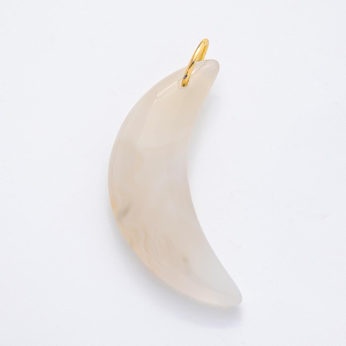 Crescent Moon Gemstone Pendant Natural Stone Celestial Charm for Jewelry Making Supply 18k Gold Filled Charm Cord Scarf Necklace N-412