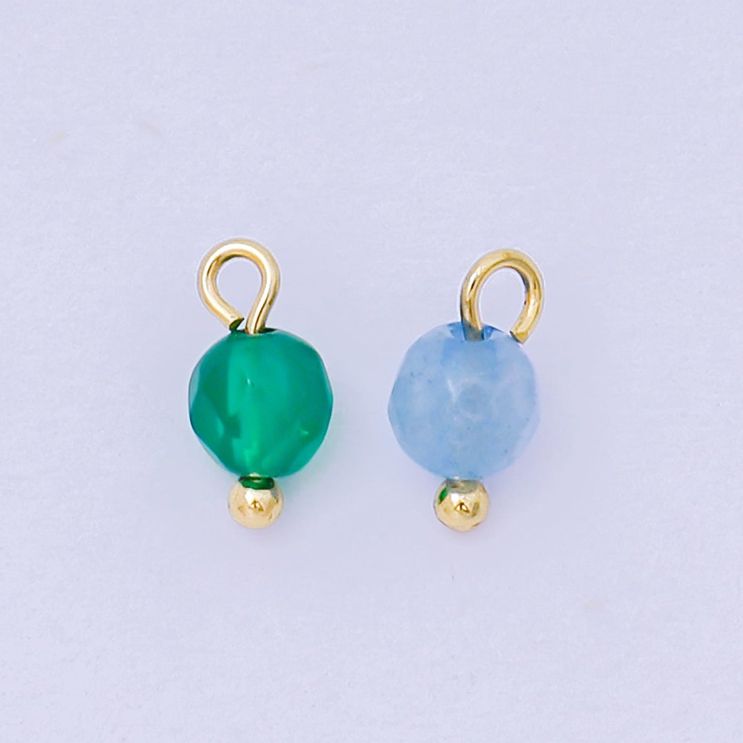 Faceted Gemstone Bead Charms Green Blue Crystal Pendants 24K Gold Filled Finding DIY Jewelry Making Supplies for Earrings Bracelet AH655