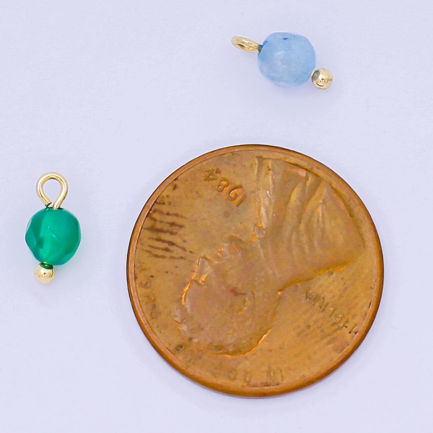 Faceted Gemstone Bead Charms Green Blue Crystal Pendants 24K Gold Filled Finding DIY Jewelry Making Supplies for Earrings Bracelet AH655