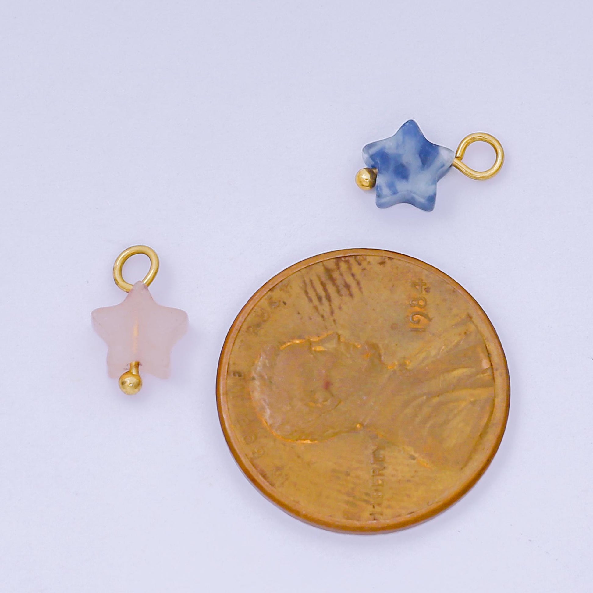 Gemstone Star Bead Charms Pink Blue Pendants 24K Gold Filled Finding DIY Jewelry Making Supplies for Earrings Bracelet AH656