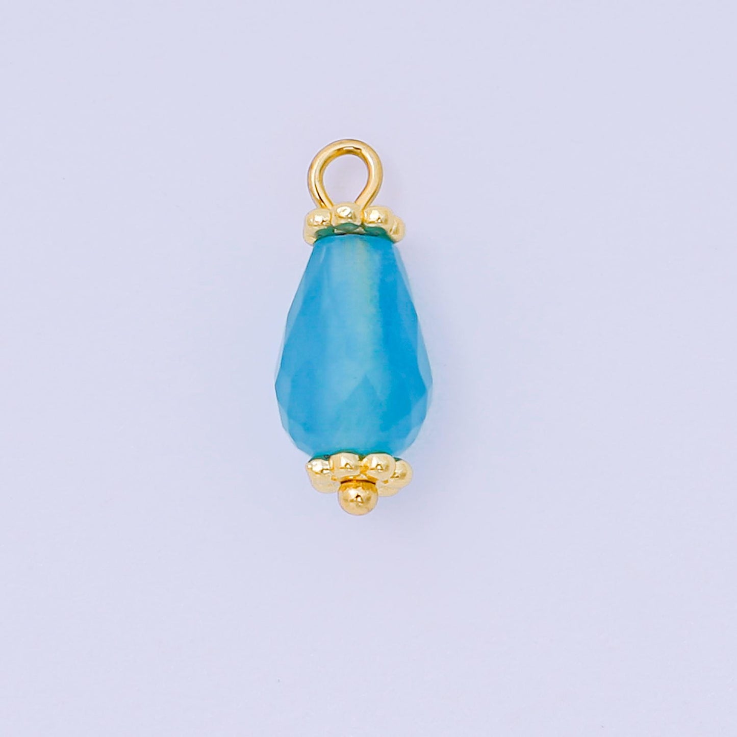 Faceted Teardrop Gemstone Bead Charm Pink Blue Green Pendant 24K Gold Filled Finding DIY Jewelry Making Supplies for Earrings Bracelet AH657