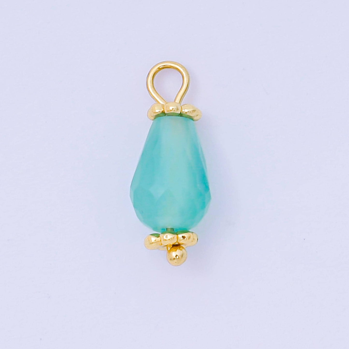 Faceted Teardrop Gemstone Bead Charm Pink Blue Green Pendant 24K Gold Filled Finding DIY Jewelry Making Supplies for Earrings Bracelet AH657