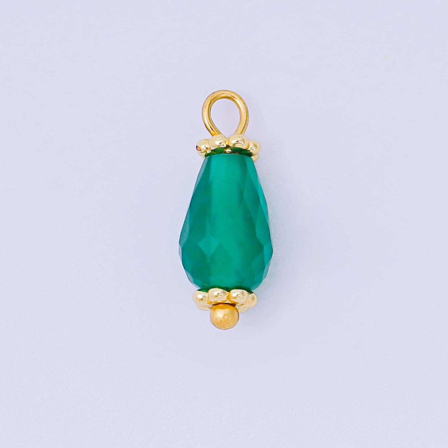 Faceted Teardrop Gemstone Bead Charm Pink Blue Green Pendant 24K Gold Filled Finding DIY Jewelry Making Supplies for Earrings Bracelet AH657
