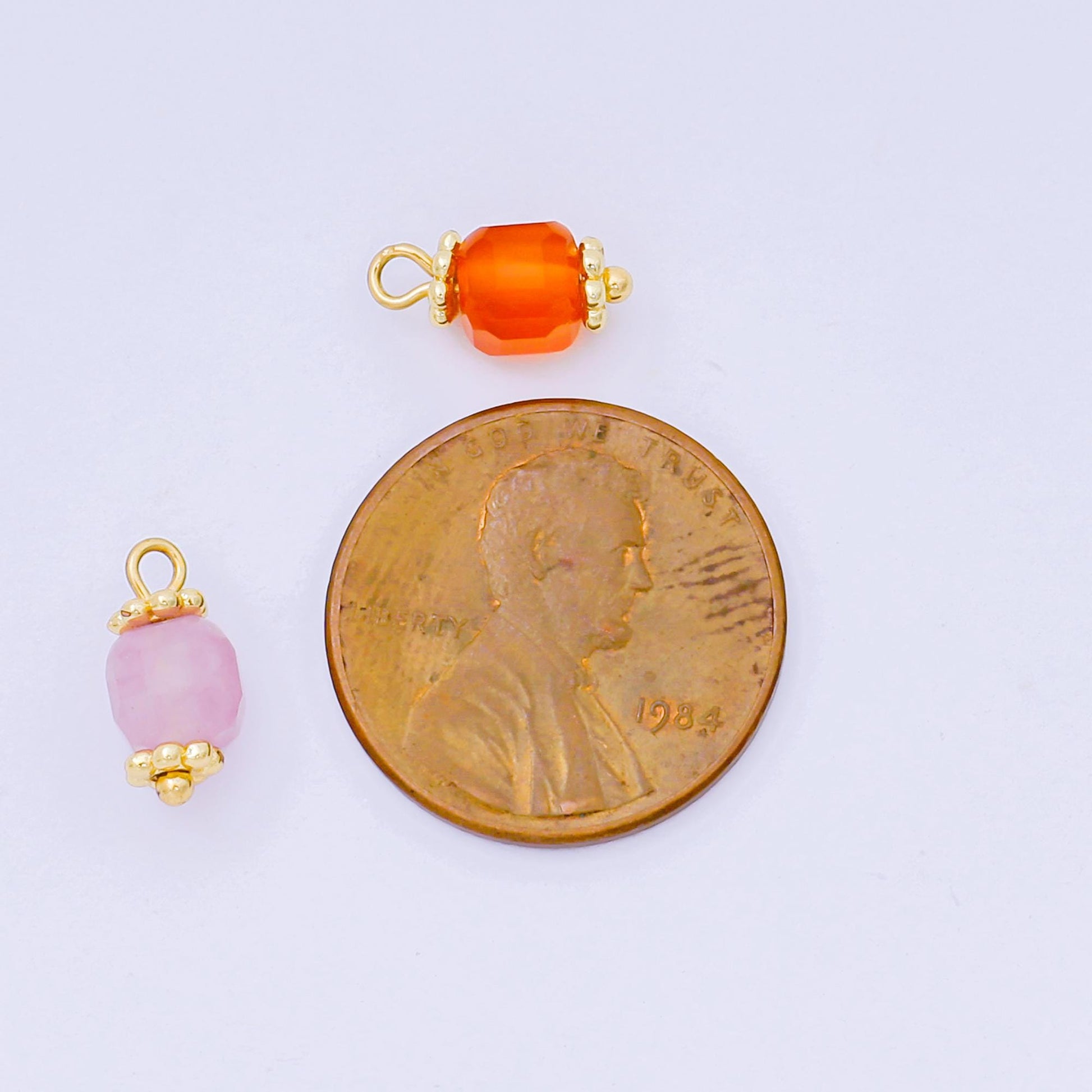 Faceted Gemstone Bead Charms Teal Purple Crystal Pendants 24K Gold Filled Finding DIY Jewelry Making Supplies for Earrings Bracelet AH661