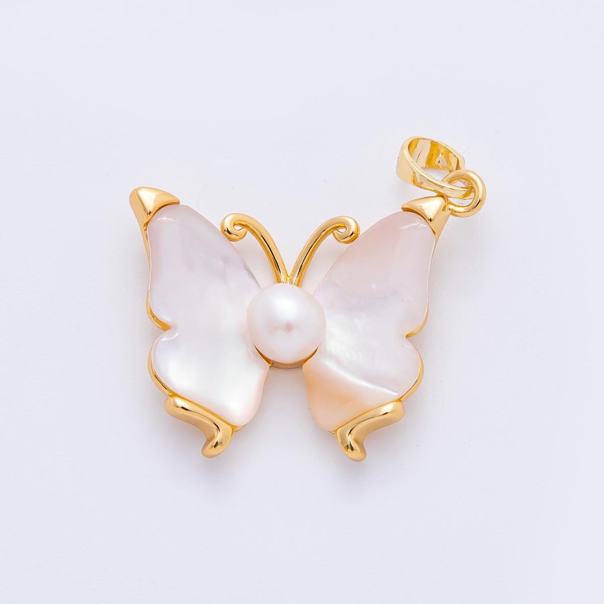 18k gold filled shell pearl butterfly charm animal pendant for necklace bracelet earring charm | af1127