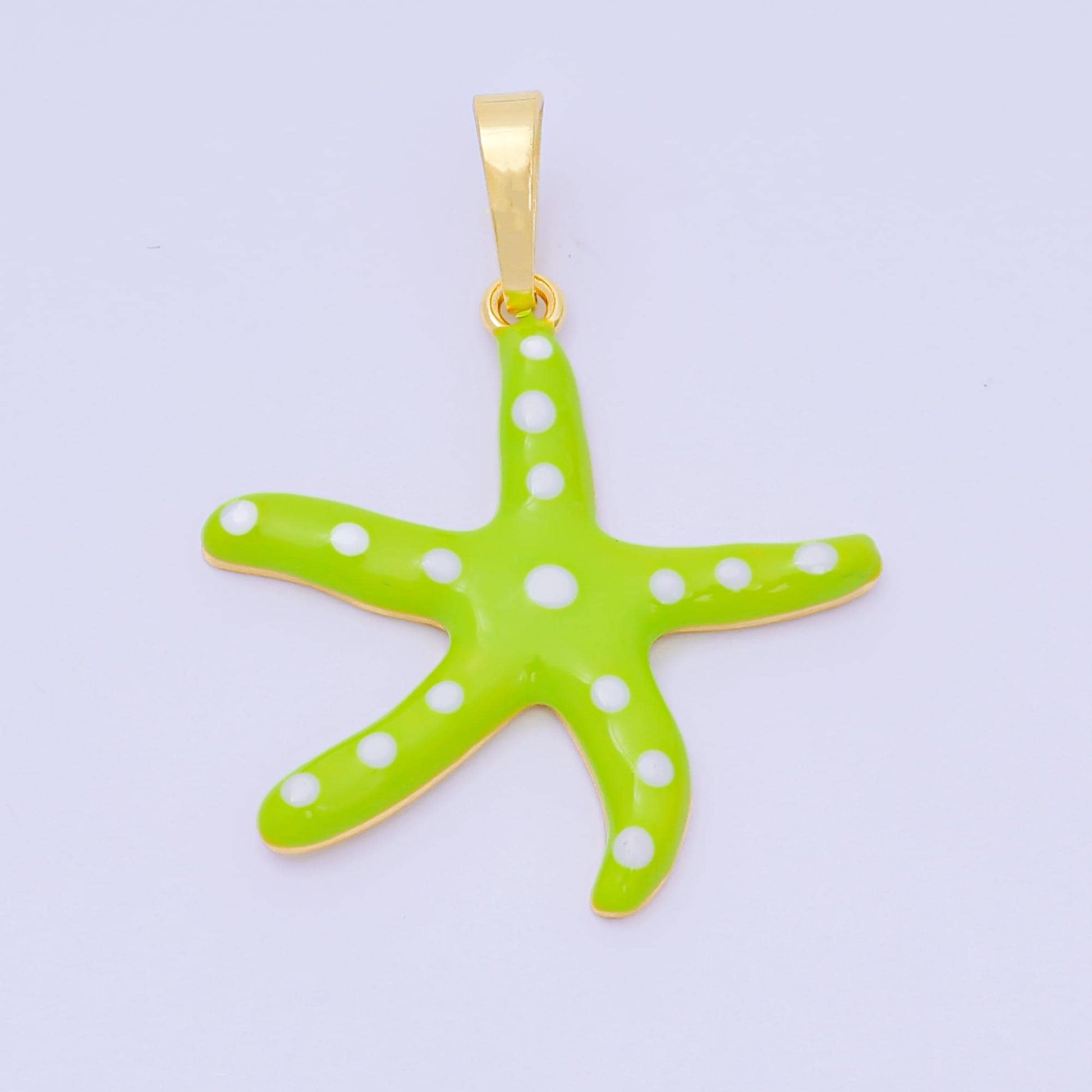 24K Gold Filled 32mm Colorful Charm Enamel Polka Dot Sea Starfish Pendant | AA-1586 - AA-1588