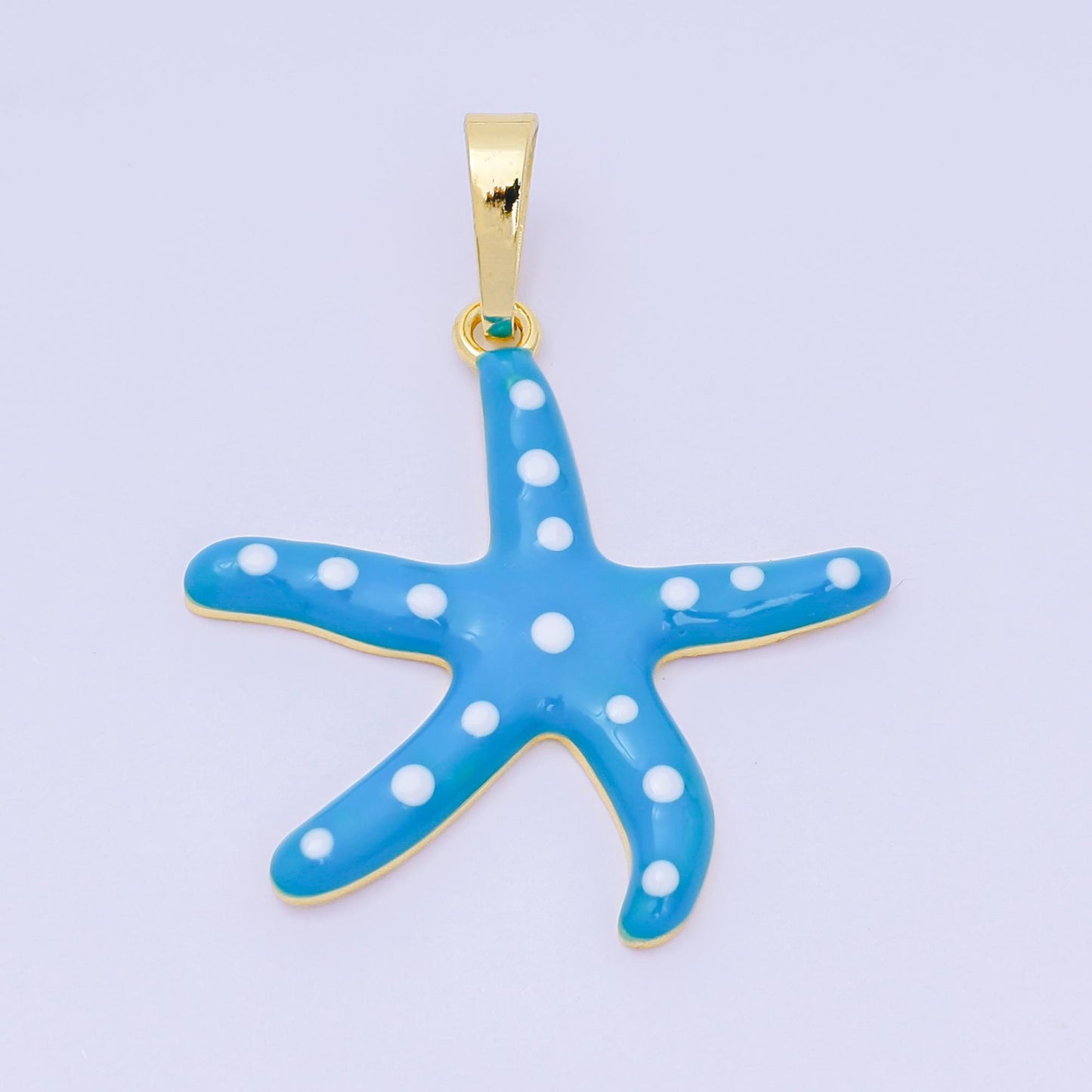 24K Gold Filled 32mm Colorful Charm Enamel Polka Dot Sea Starfish Pendant | AA-1586 - AA-1588