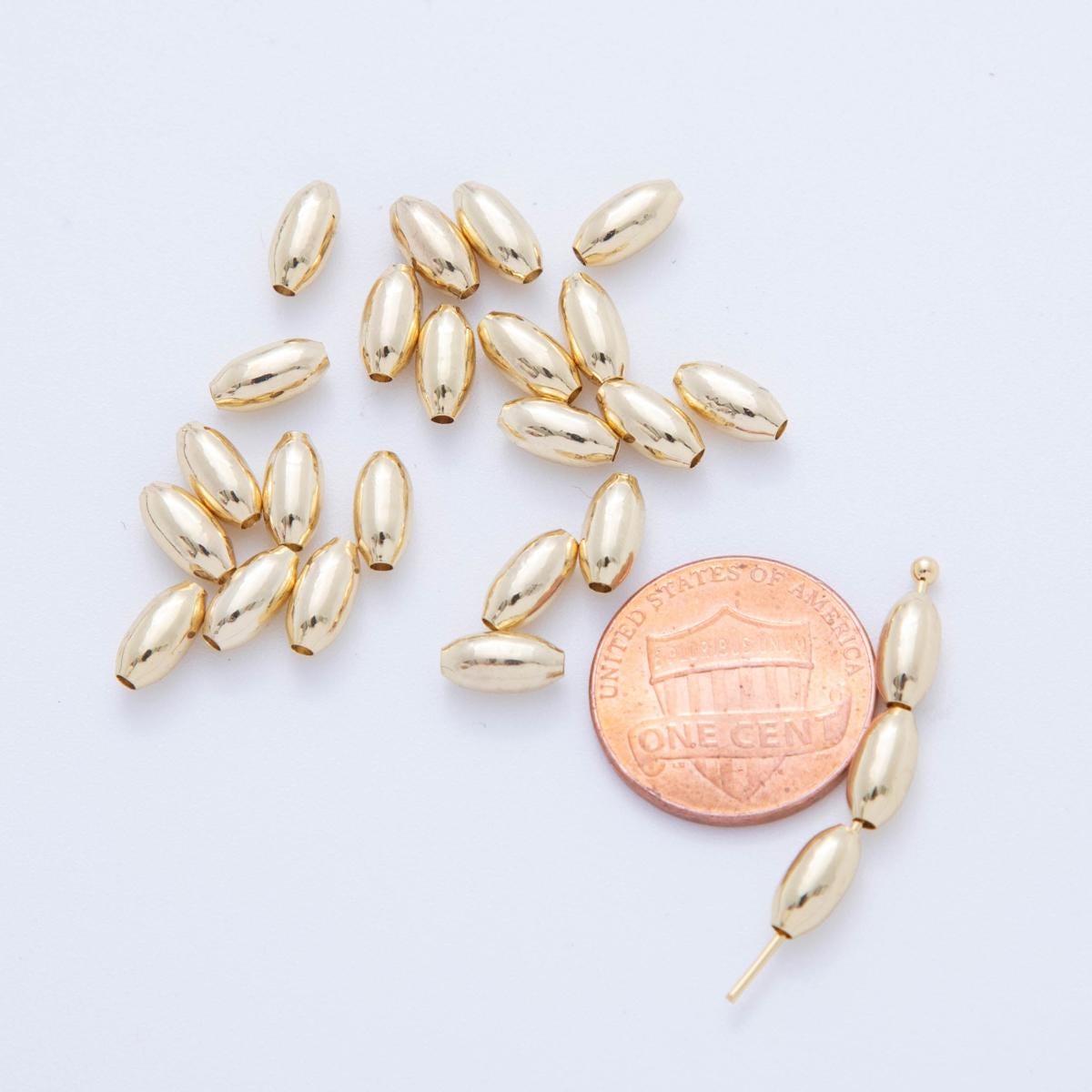10x 18k gold Filled Tiny Oval Bean spacer beads Tiny Seed Bead spacer beads 8x4 mm beads AF-1065