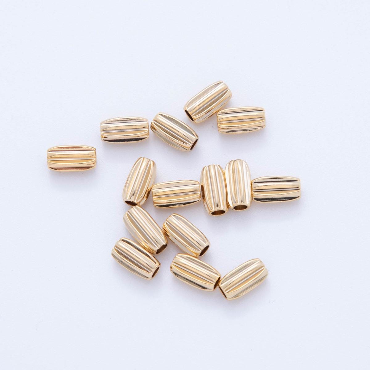 10x 18k Gold Filled Tiny Oval Tube Macaroni Bean spacer beads Tiny Seed Bead spacer beads 9x5 mm beads AF-1064