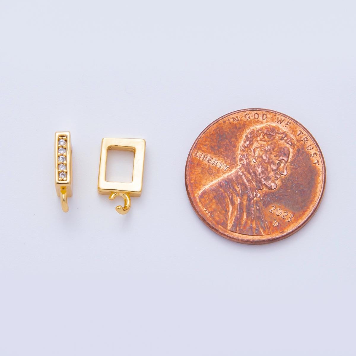18k gold filled 11mm Square Charm Holder for Beaded Necklace Bracelet Supply minimalist jewelry findings Z-1248