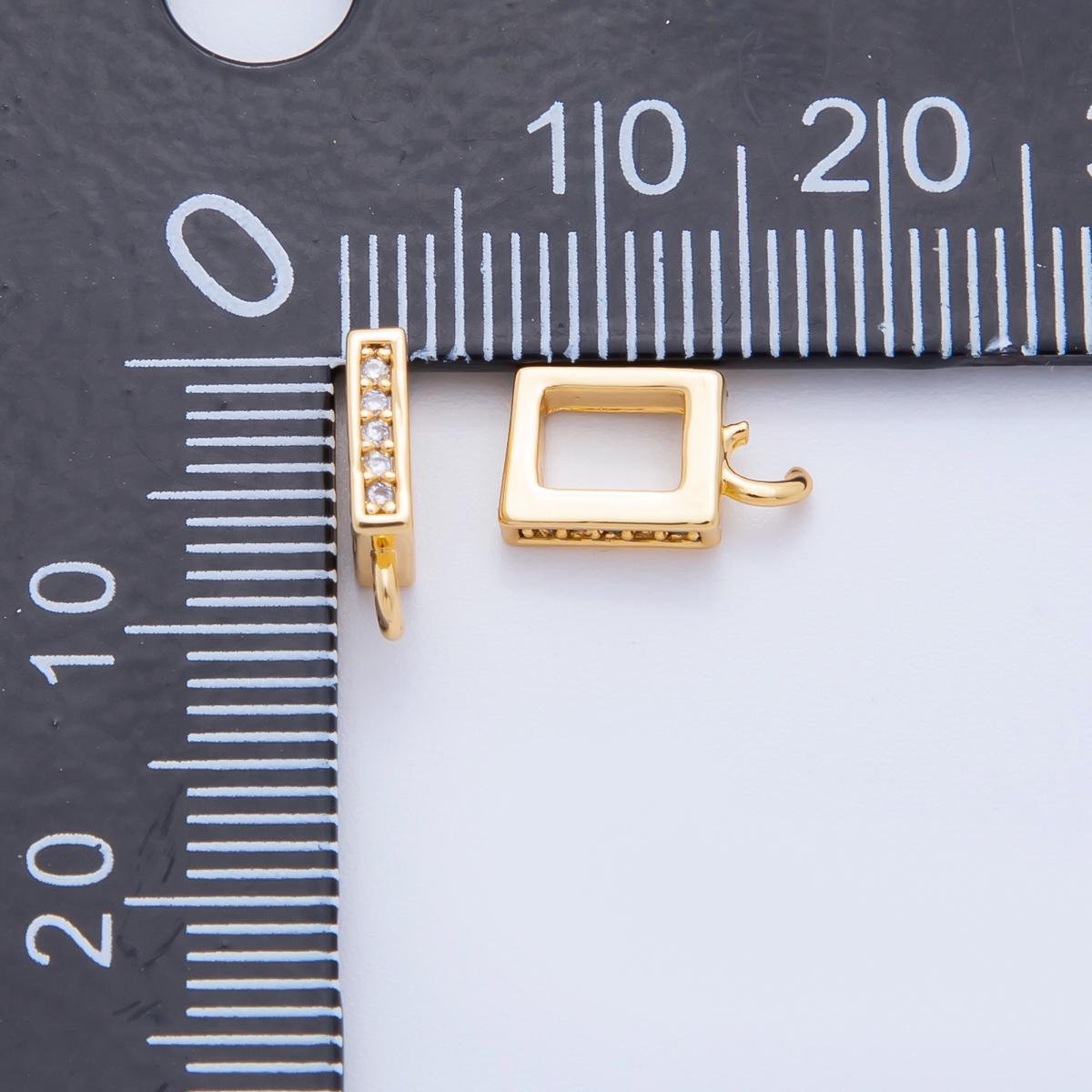 18k gold filled 11mm Square Charm Holder for Beaded Necklace Bracelet Supply minimalist jewelry findings Z-1248
