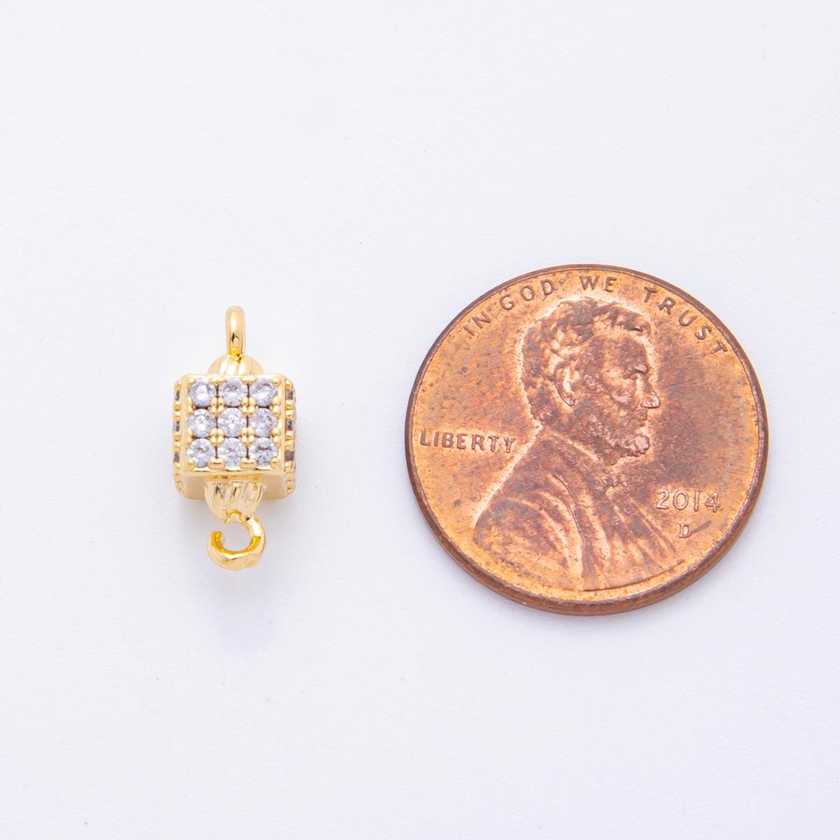 Gold Cube Jewelry Connector Gold Micro Pave Clasp Dainty Square Style Link Connector for Jewelry Making Findings Y-161