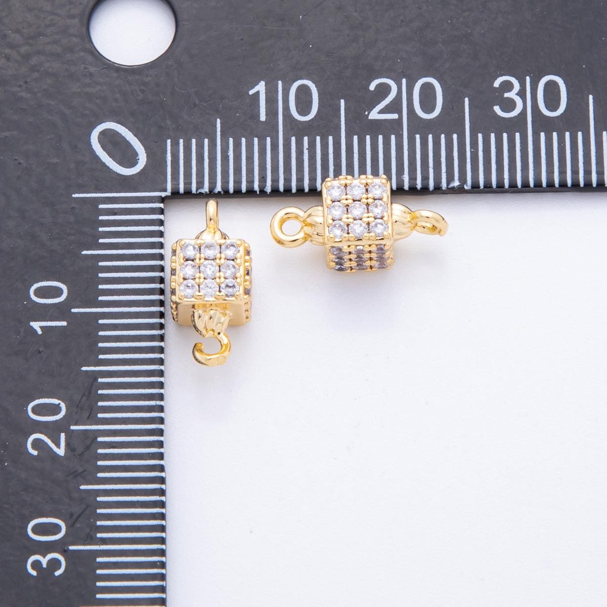 Gold Cube Jewelry Connector Gold Micro Pave Clasp Dainty Square Style Link Connector for Jewelry Making Findings Y-161