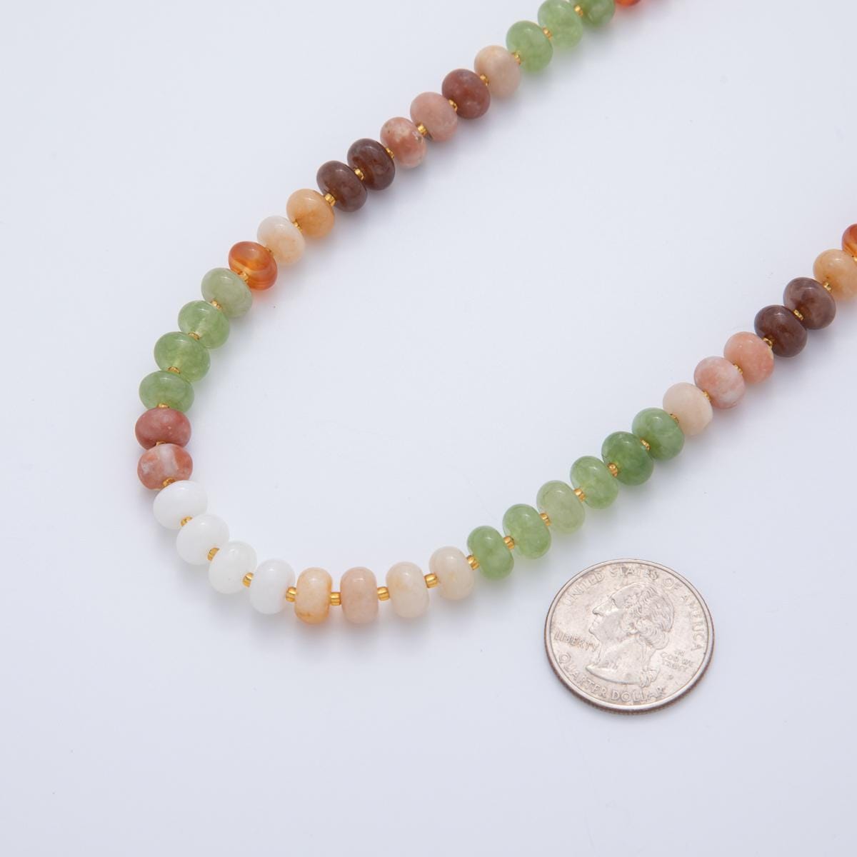 Rainbow Gemstone Necklace Autumn Fall Inspired Handmade Beaded Necklace with 18k Gold Filled Layer Beads Jewelry for Her WA-3302
