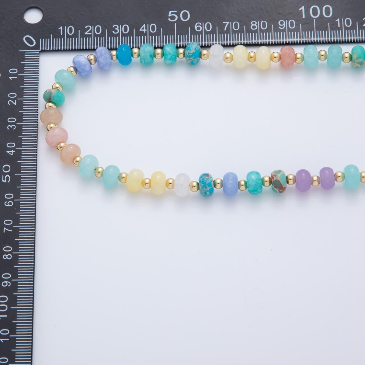Rainbow Gemstone Necklace Blue Ocean Inspired Handmade Beaded Necklace with 18k Gold Filled Layer Beads Jewelry for Her WA-3303