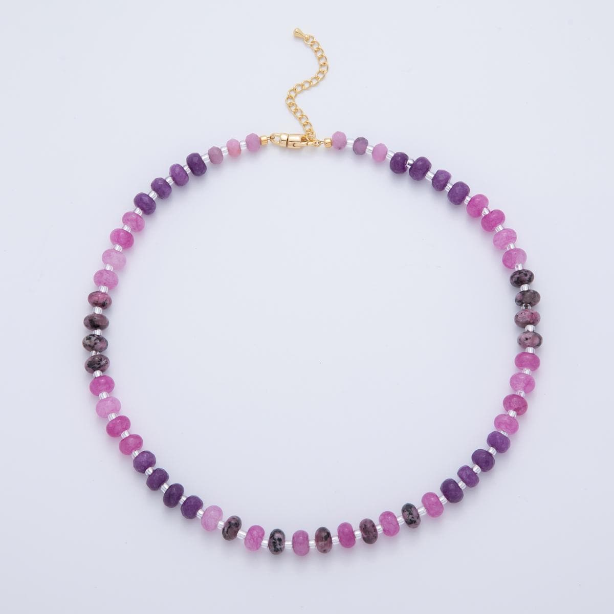 Handcrafted 8mm Dark Purple Dyed Agate Beaded Necklaces Gradient Rondelle Beads with 18k Gold Filled Clasp Necklace for Halloween WA-3309