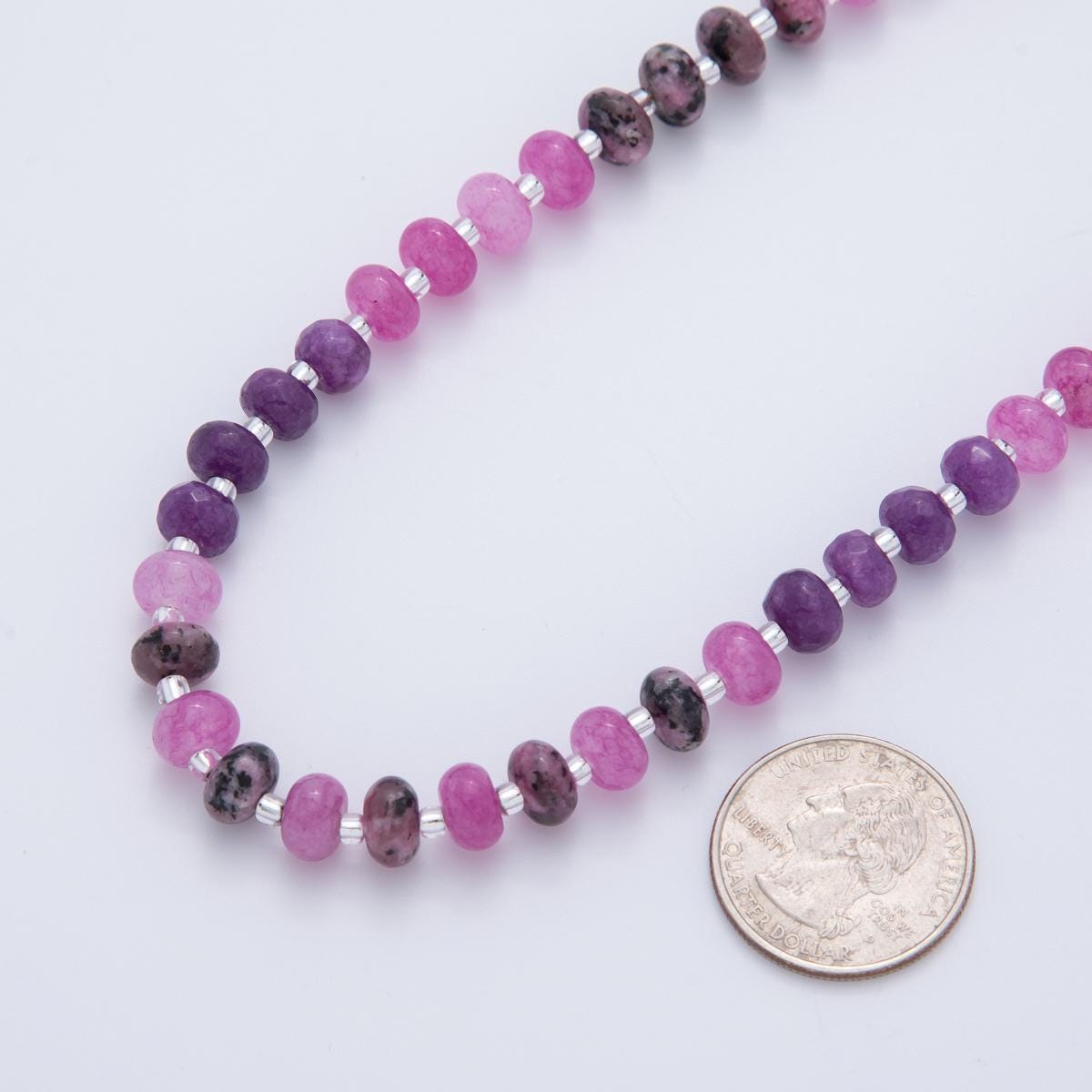 Handcrafted 8mm Dark Purple Dyed Agate Beaded Necklaces Gradient Rondelle Beads with 18k Gold Filled Clasp Necklace for Halloween WA-3309
