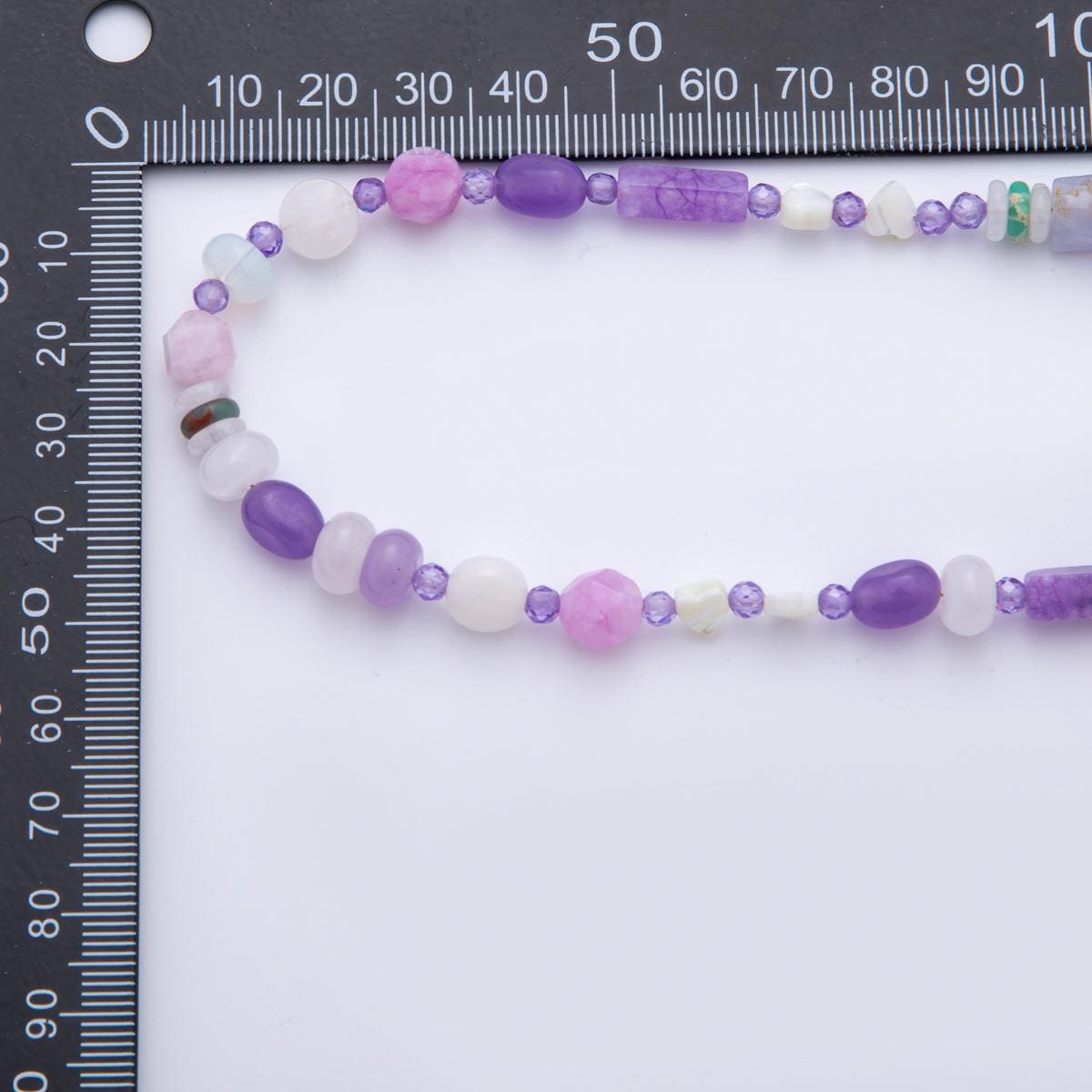 Lavender Purple Candy Opal Beaded Necklace Mix Shaped Rondelle Agate Beads Necklace Handmade Jewelry, Women's Necklace For Gift WA-3315