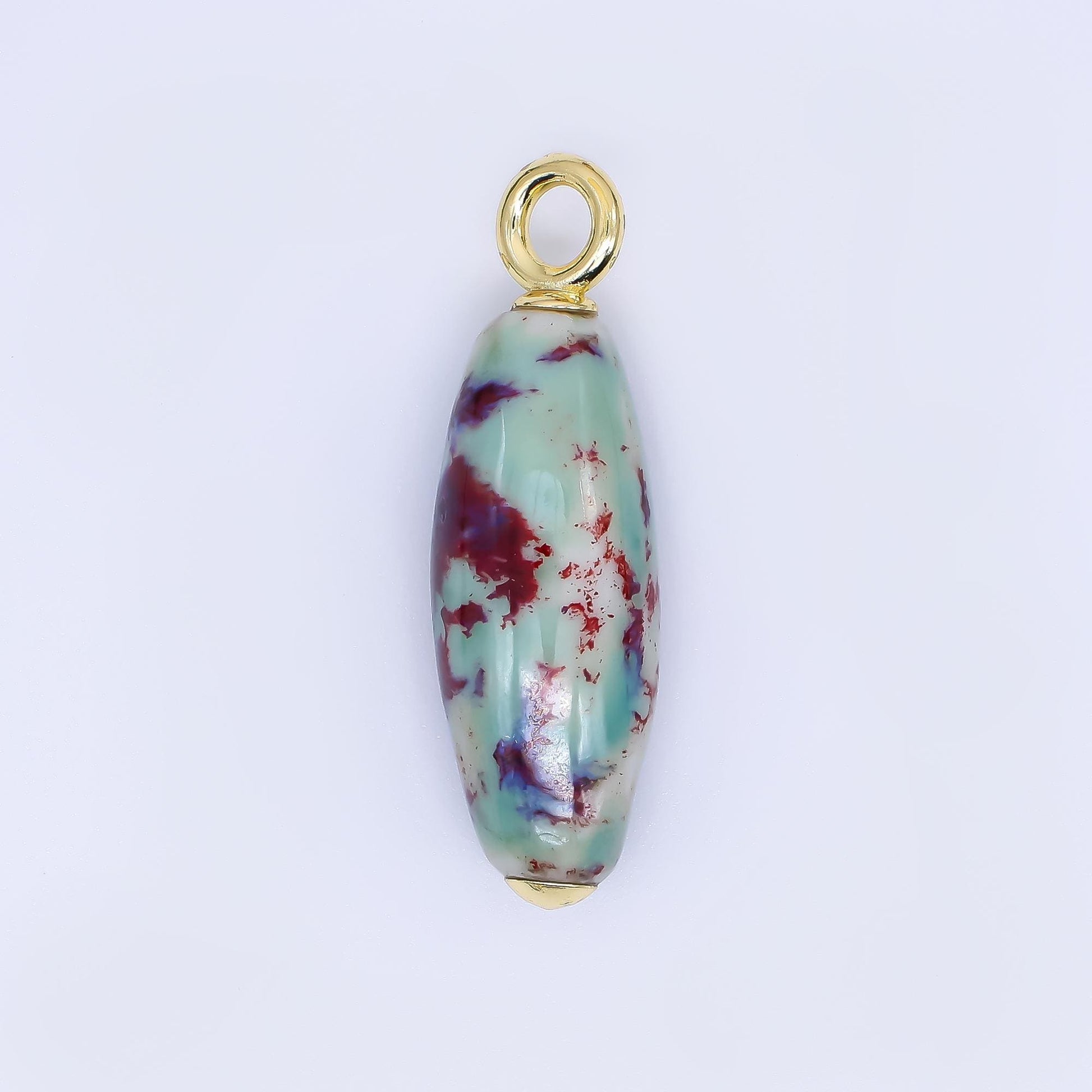 Colorful Ceramic Oval Charms Glossy Glazed Beads with 18K Gold Filled Loop for DIY Jewelry, Necklace, Bracelet, or Earring Making M219