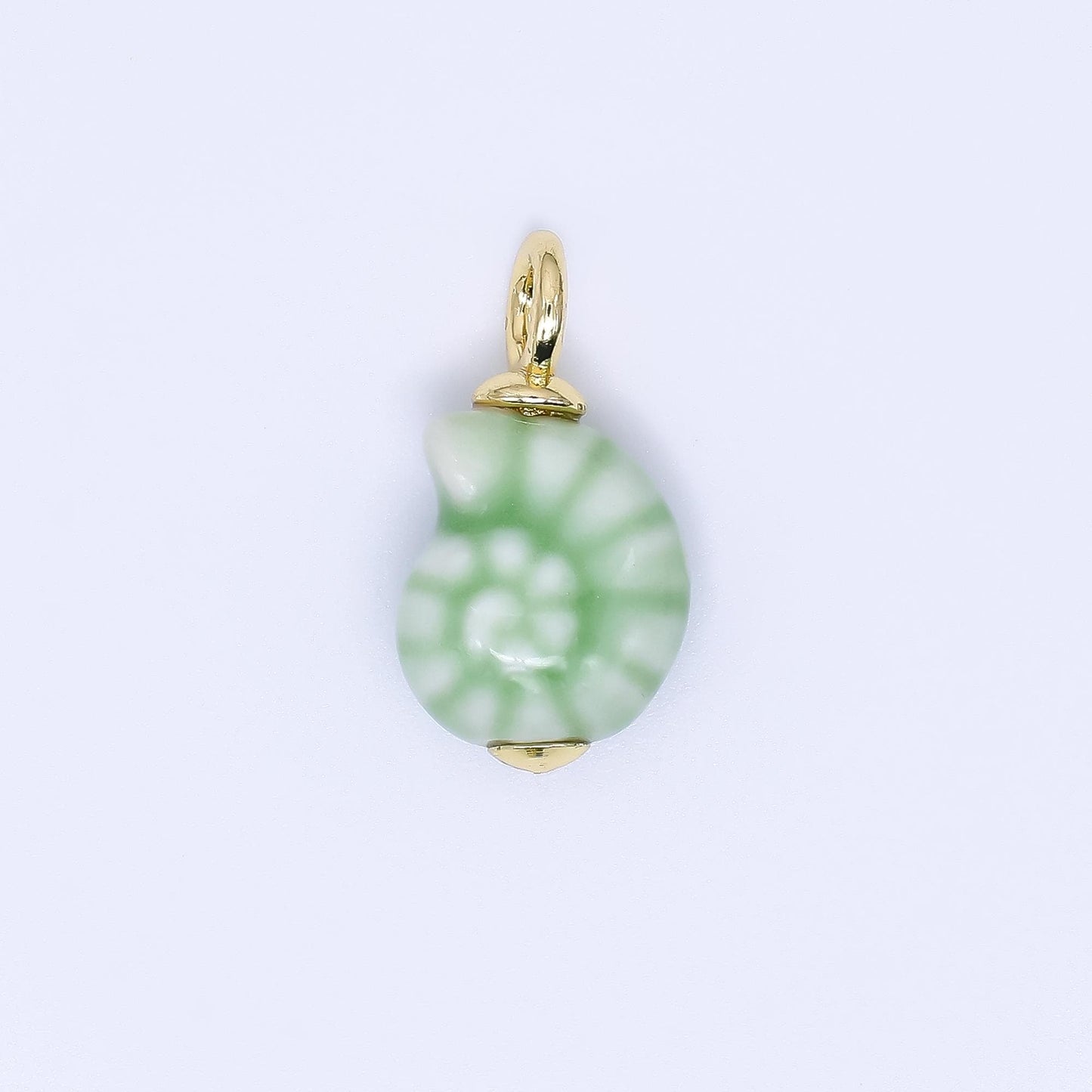 Color Ceramic Conch Sea Shell Pendant 24K Gold Filled Beach Blue Porcelain Sea Snail Conch Shell Charm For Necklace Bracelet Component N-339